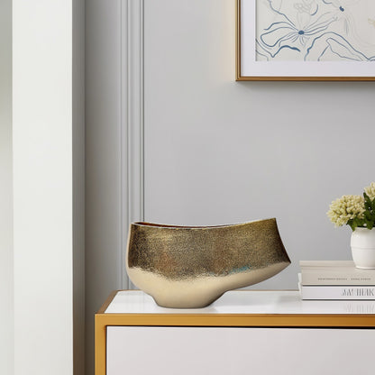 Metal, 10" Andria Small Gold Vase - Decor Addict, LLC