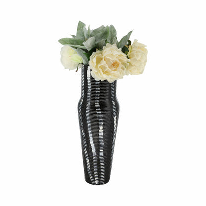 17" Percy Patterned Gray Metal Vase - Decor Addict, LLC