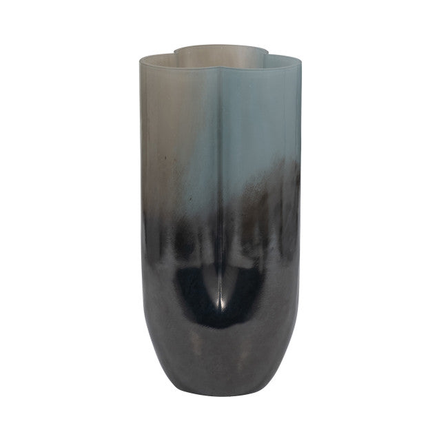 12" Lyna Medium Blue Glass Vase - Decor Addict, LLC