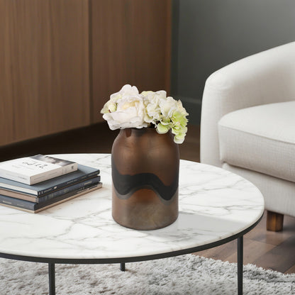 12" Mason Medium Brown Glass Vase - Decor Addict, LLC