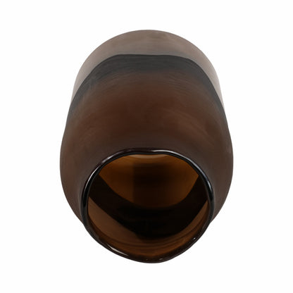 12" Mason Medium Brown Glass Vase - Decor Addict, LLC