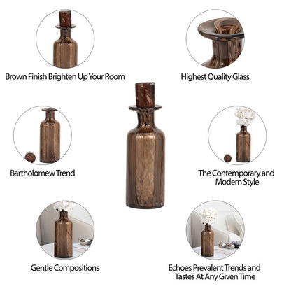 14" Hilary Large Brown Glass Bottle - Decor Addict, LLC