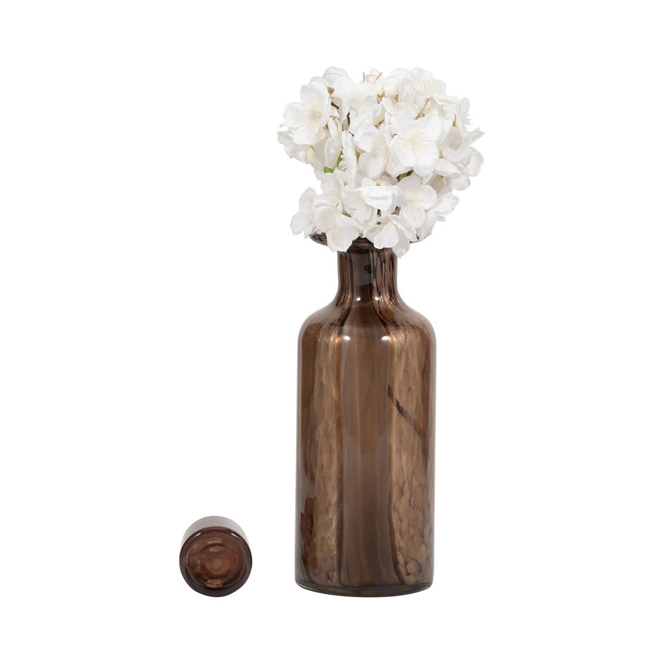 14" Hilary Large Brown Glass Bottle - Decor Addict, LLC