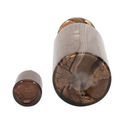 14" Hilary Large Brown Glass Bottle - Decor Addict, LLC