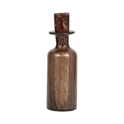 14" Hilary Large Brown Glass Bottle - Decor Addict, LLC