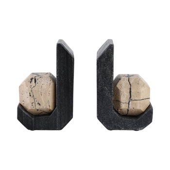 6" GORDA CRACKLE TRAVERTINE AND MARBLE BOOKEND - Decor Addict, LLC