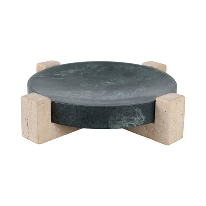12" Archer Small Green Marble and Travertine Tray - Decor Addict, LLC