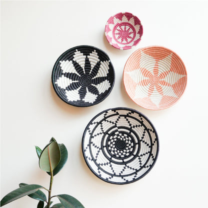 12" Large Black & White Thousand Hills  Round Basket - Decor Addict, LLC