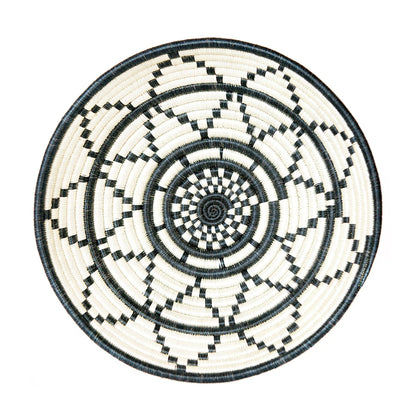 12" Large Black & White Thousand Hills  Round Basket - Decor Addict, LLC