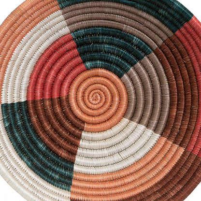 12" Large Coral & Clay Umuseke Round Basket - Decor Addict, LLC