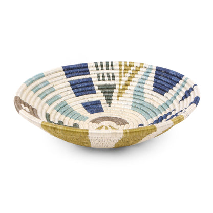 12" Large Silver Blue Biko Round Basket - Decor Addict, LLC