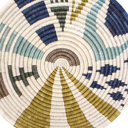 12" Large Silver Blue Biko Round Basket - Decor Addict, LLC