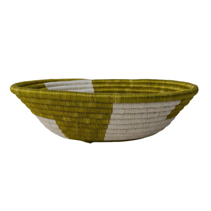 12" Large Olive Geo Round Basket - Decor Addict, LLC