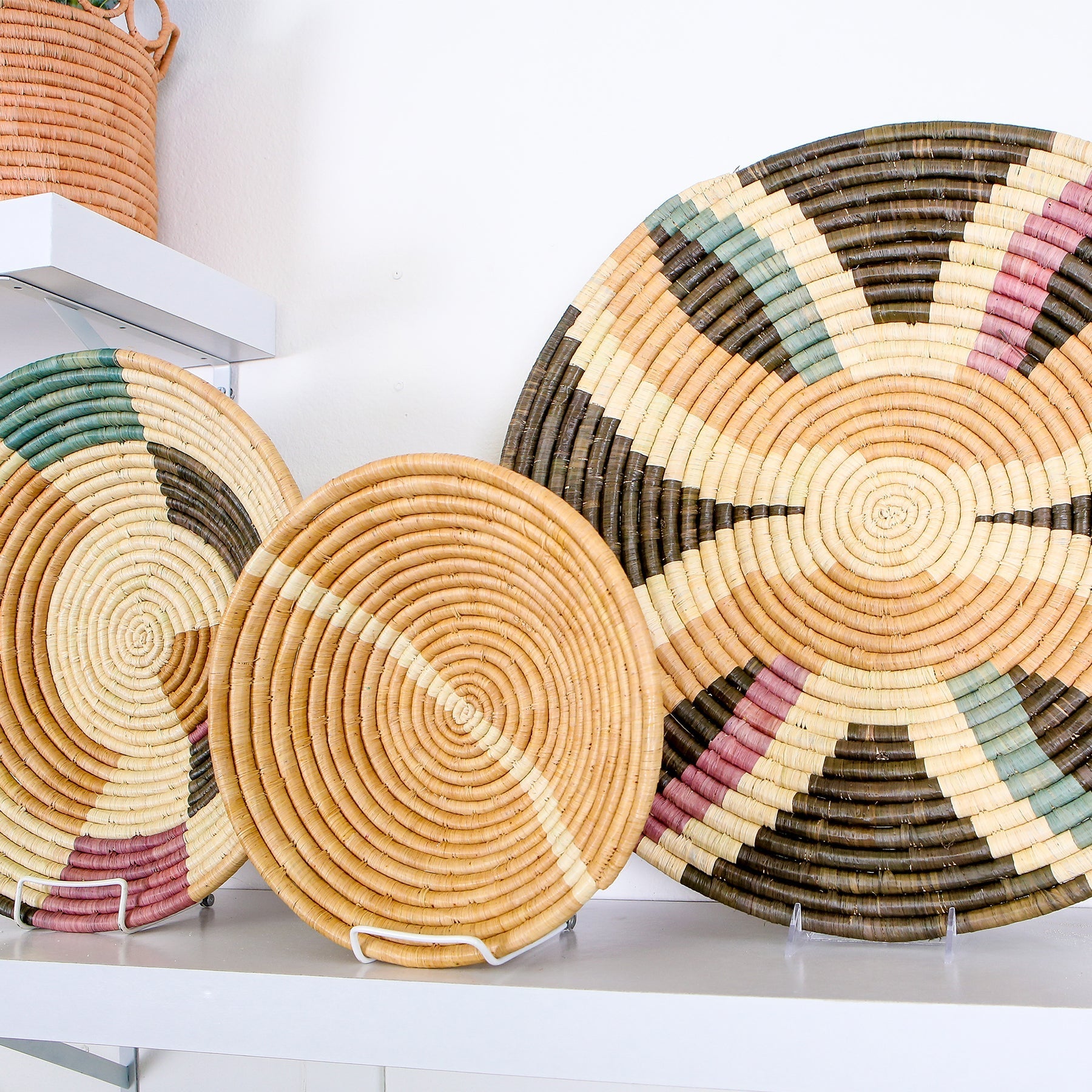 21" Large Lilac & Neutrals Tabia Woven Wall Art Plate - Decor Addict, LLC