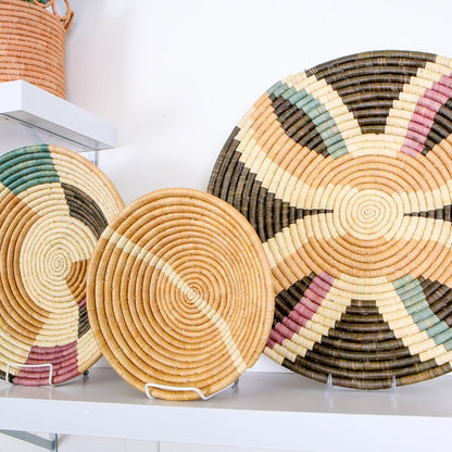 21" Large Lilac & Neutrals Tabia Woven Wall Art Plate - Decor Addict, LLC