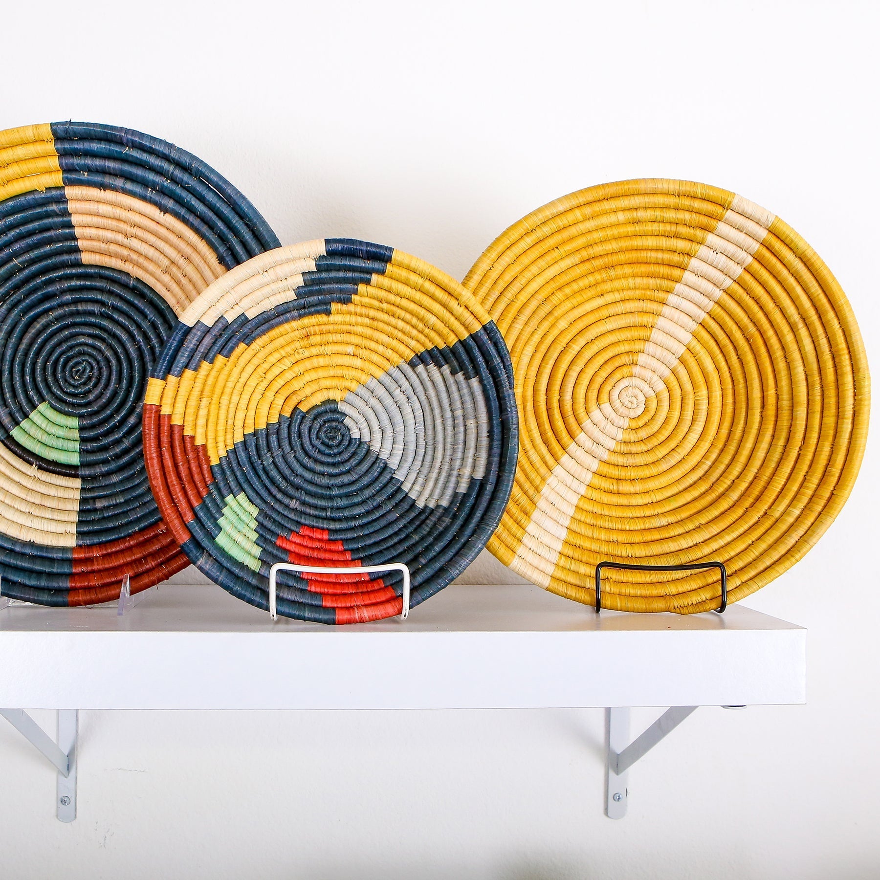 12" Large Tan Striped Round Basket - Decor Addict, LLC