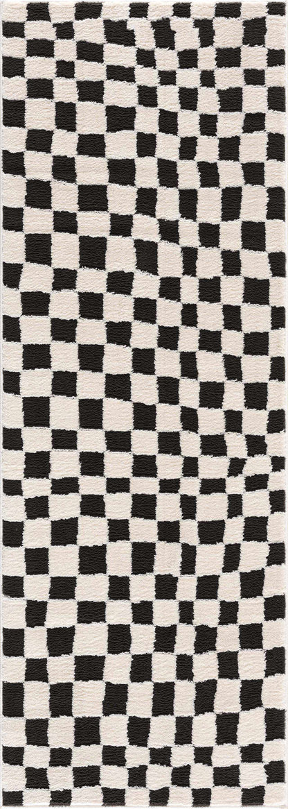 Lajos Black & White Checkered Area Rug - Decor Addict, LLC