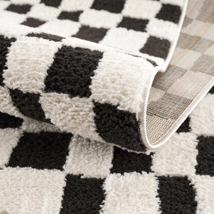 Lajos Black & White Checkered Area Rug - Decor Addict, LLC