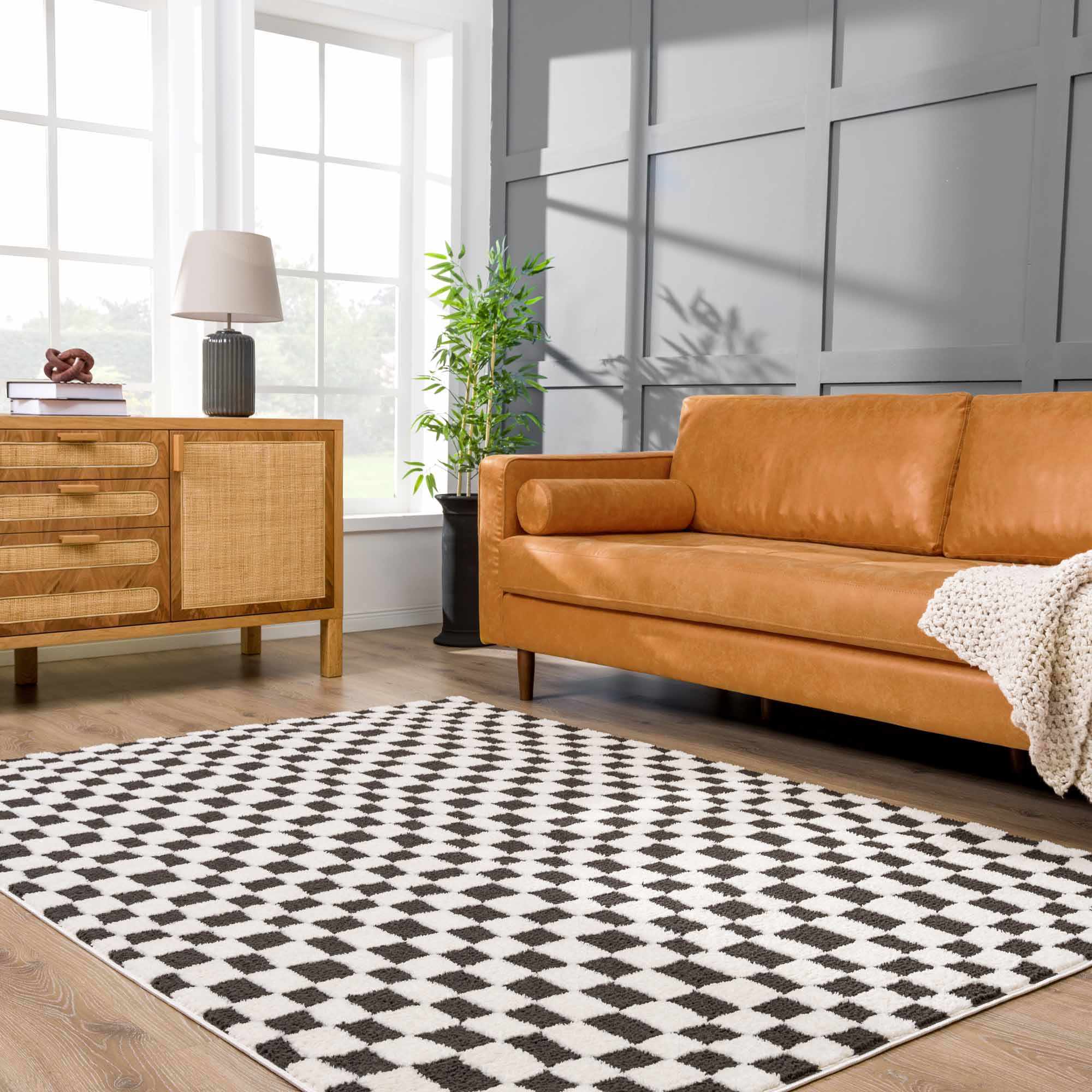 Lajos Black & White Checkered Area Rug - Decor Addict, LLC