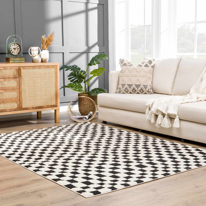 Lajos Black & White Checkered Area Rug - Decor Addict, LLC