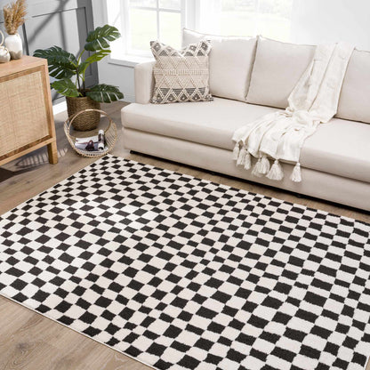 Lajos Black & White Checkered Area Rug - Decor Addict, LLC