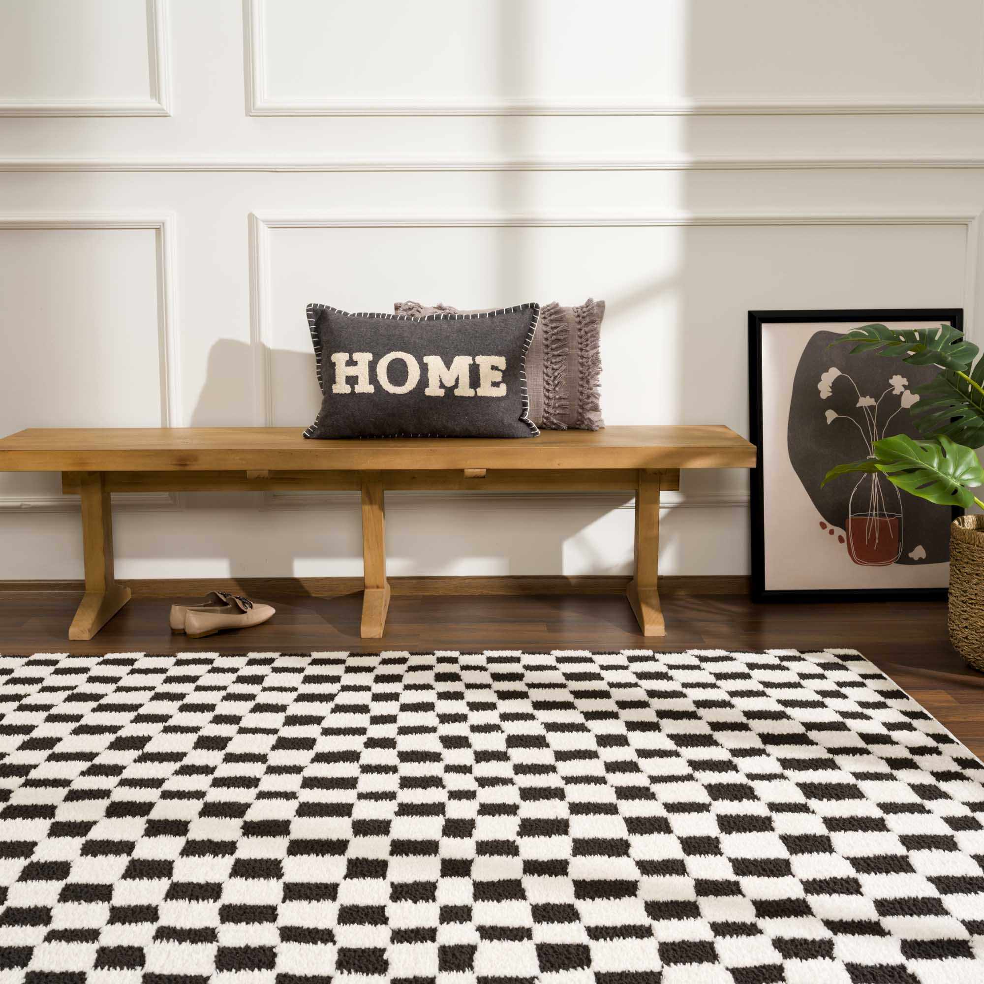 Lajos Black & White Checkered Area Rug - Decor Addict, LLC
