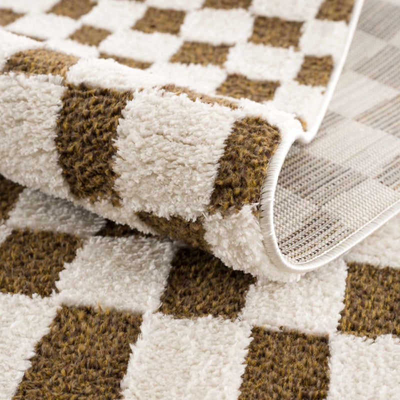 Lajos Brown Checkered Area Rug - Decor Addict, LLC