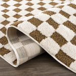 Lajos Brown Checkered Area Rug - Decor Addict, LLC