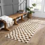 Lajos Brown Checkered Area Rug - Decor Addict, LLC