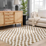 Lajos Brown Checkered Area Rug - Decor Addict, LLC