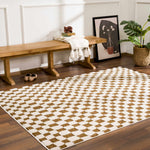 Lajos Brown Checkered Area Rug - Decor Addict, LLC