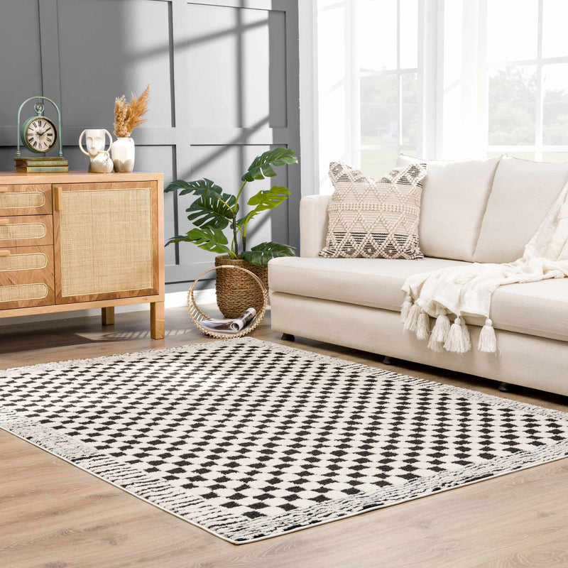 Leryn Black & White Checkered Area Rug - Decor Addict, LLC