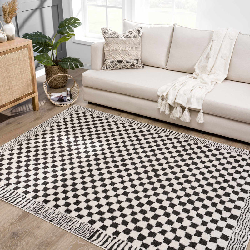 Leryn Black & White Checkered Area Rug - Decor Addict, LLC