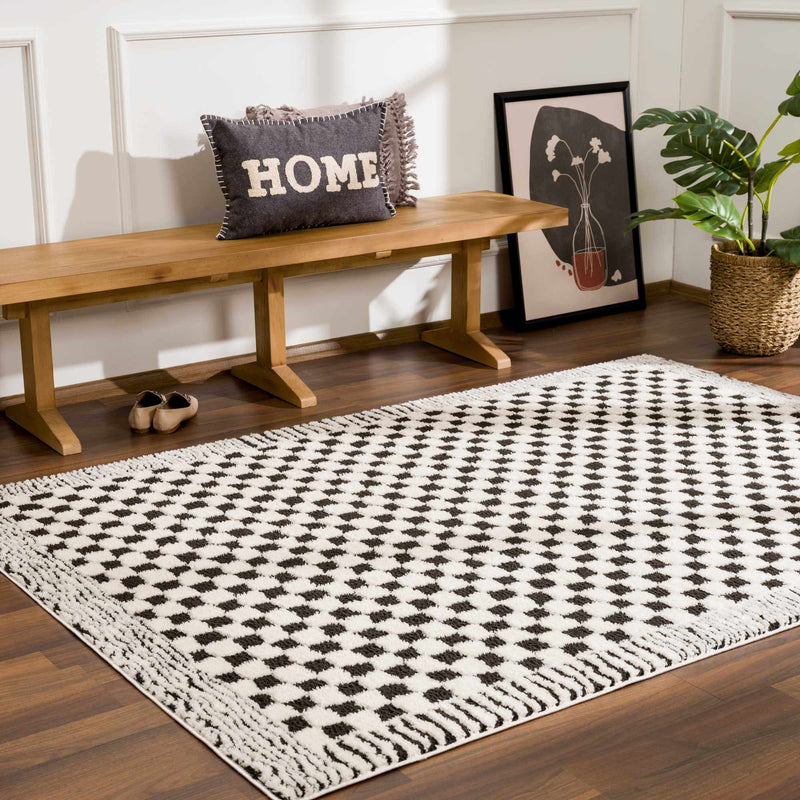 Leryn Black & White Checkered Area Rug - Decor Addict, LLC