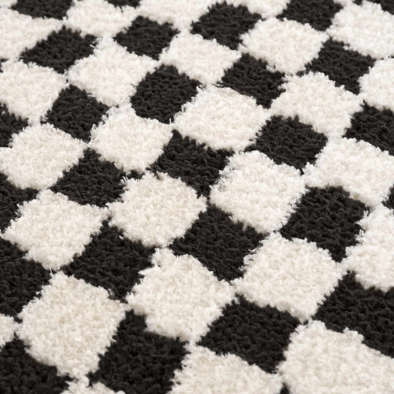 Leryn Black & White Checkered Area Rug - Decor Addict, LLC