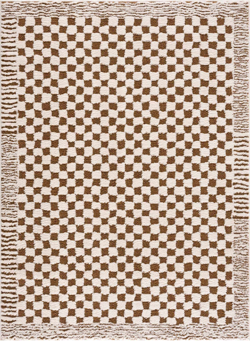 Leryn Brown&White Checkered Rug - Decor Addict, LLC