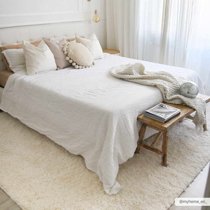 Faina Solid Cream Shag Rug Washable - Decor Addict, LLC