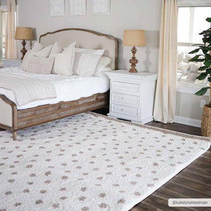 Chaia Dotted Cream & Brown Plush Rug - Decor Addict, LLC