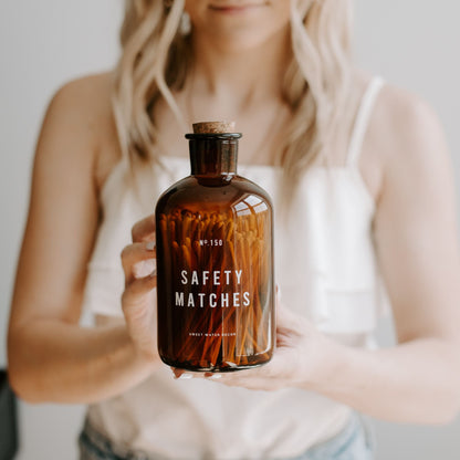 White Tip Large Amber Apothecary Safety Matches - 150 Count, 4" - Decor Addict, LLC