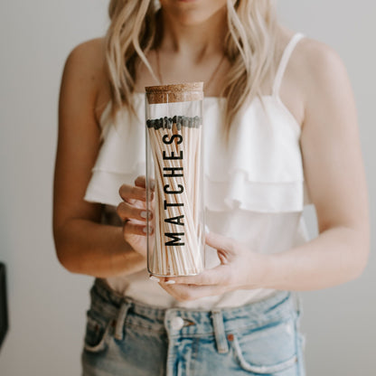 Black Tip Hearth Matches - 80 Count, 7" - Decor Addict, LLC