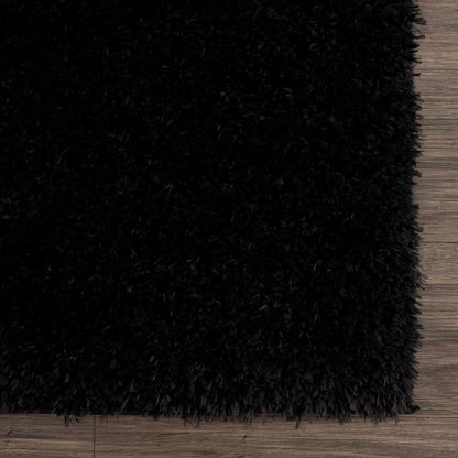 Faina Solid Black Shag Rug Washable - Decor Addict, LLC