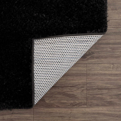 Faina Solid Black Shag Rug Washable - Decor Addict, LLC
