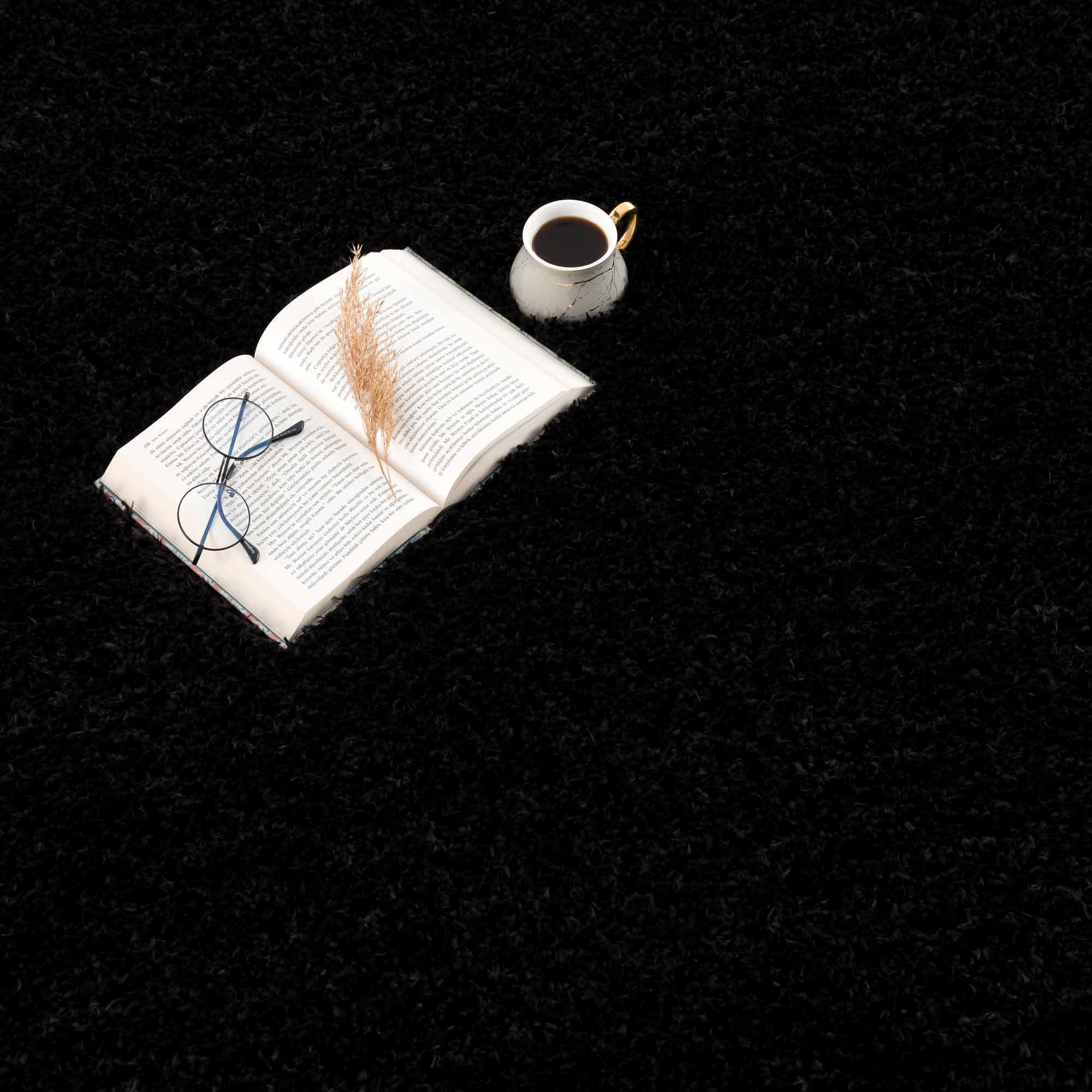 Faina Solid Black Shag Rug Washable - Decor Addict, LLC