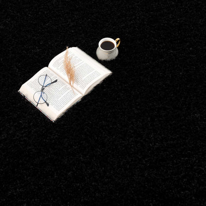 Faina Solid Black Shag Rug Washable - Decor Addict, LLC