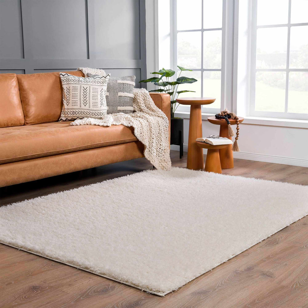 Faina Solid Cream Shag Rug Washable - Decor Addict, LLC