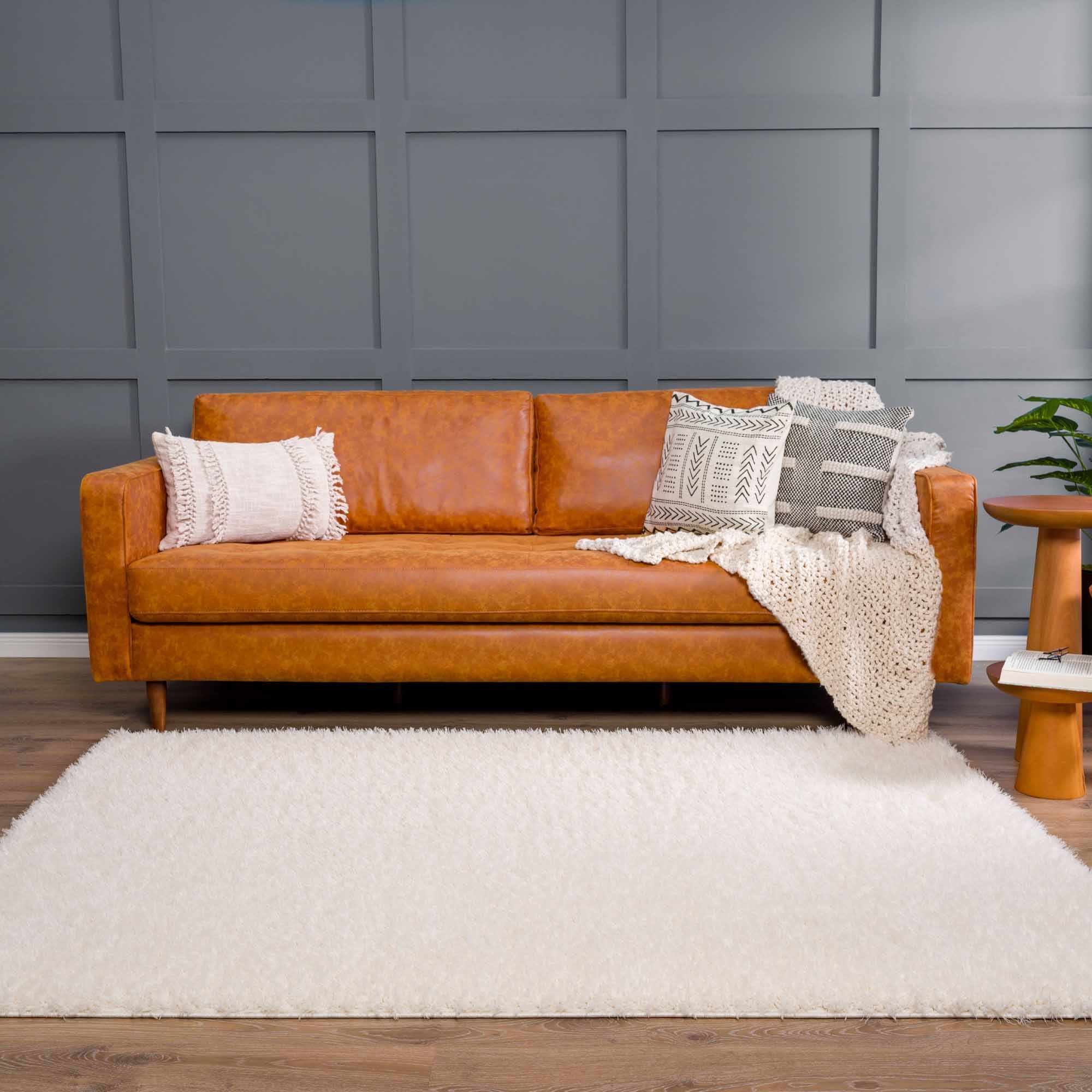 Faina Solid Cream Shag Rug Washable - Decor Addict, LLC