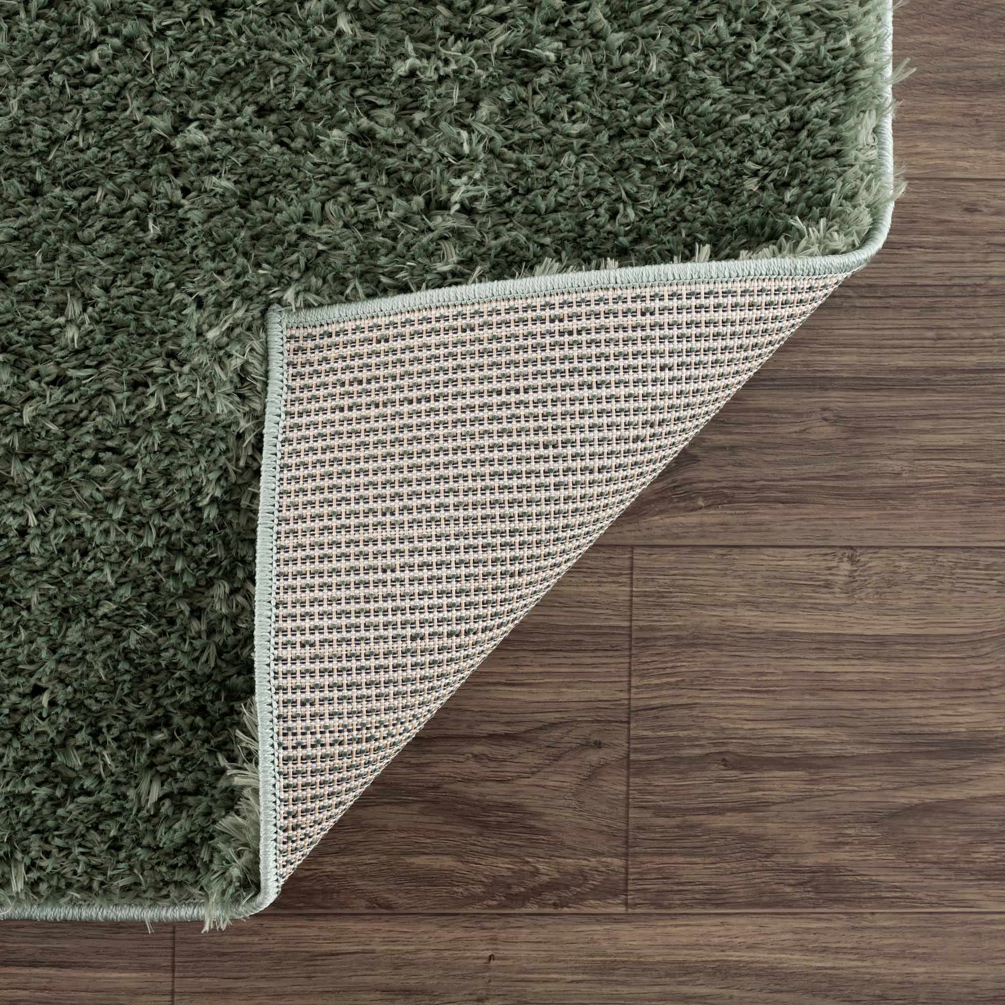 Faina Solid Green Shag Rug Washable - Decor Addict, LLC