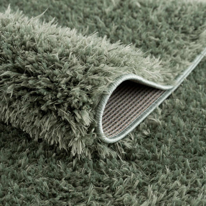 Faina Solid Green Shag Rug Washable - Decor Addict, LLC