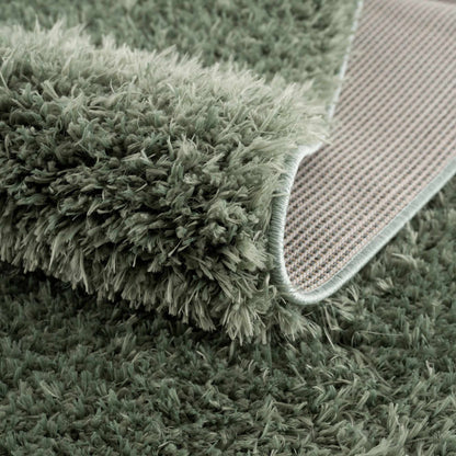 Faina Solid Green Shag Rug Washable - Decor Addict, LLC