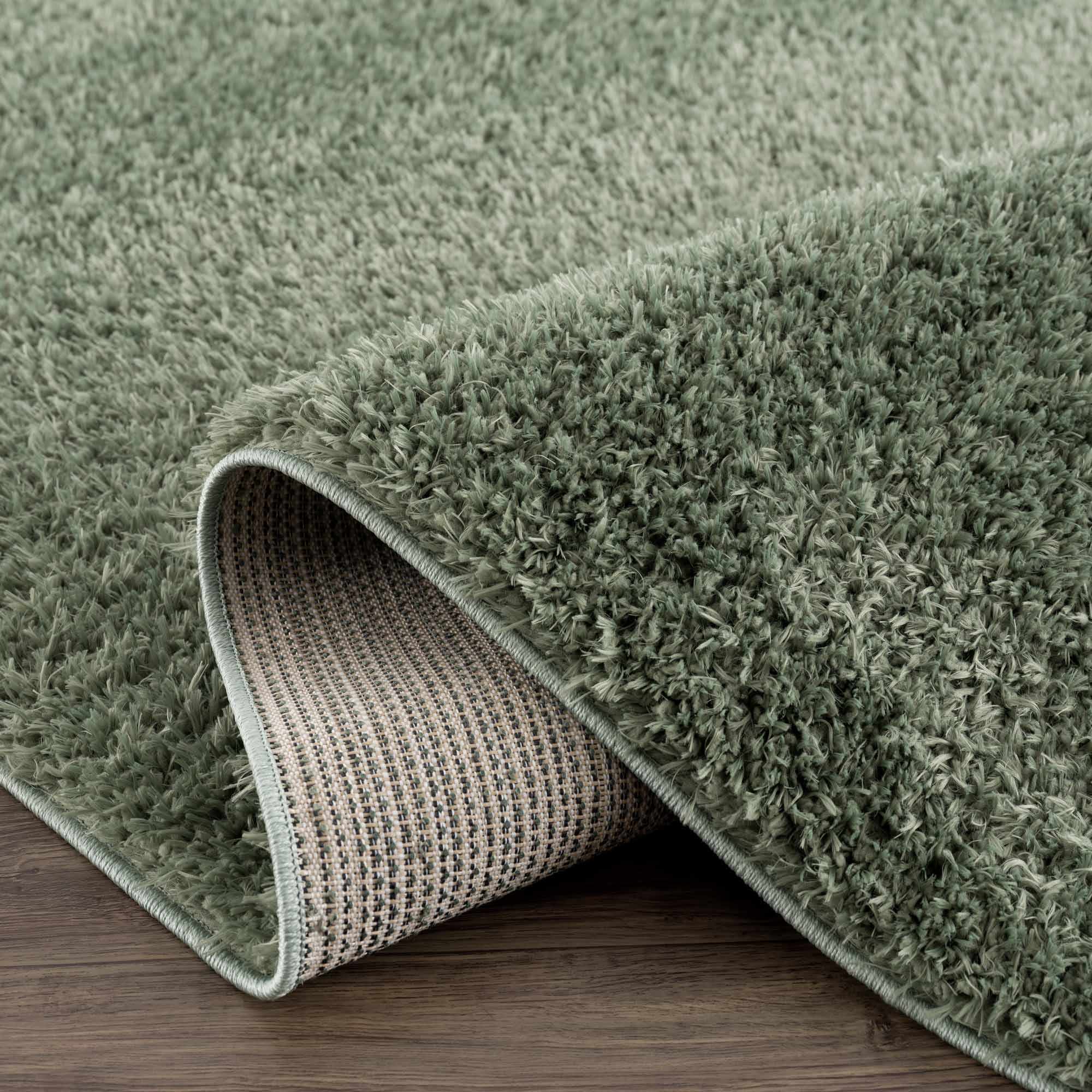Faina Solid Green Shag Rug Washable - Decor Addict, LLC